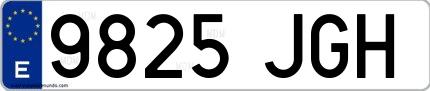 Ejemplo de matrícula española 9825 JGH