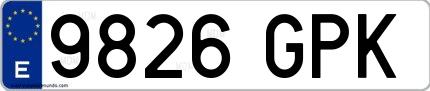Ejemplo de matrícula española 9826 GPK