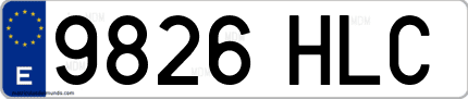 Ejemplo de matrícula de coche ordinaria 9826 HLC