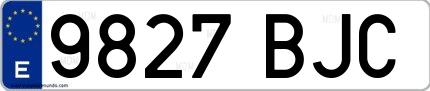 Ejemplo de matrícula española 9827 BJC