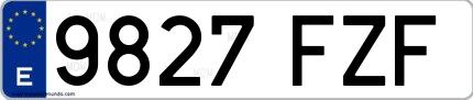 Ejemplo de matrícula española 9827 FZF