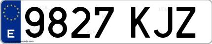 Ejemplo de matrícula española 9827 KJZ