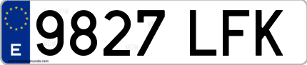 Ejemplo de matrícula de coche ordinaria 9827 LFK