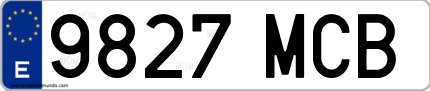 Ejemplo de matrícula de coche ordinaria 9827 MCB