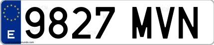 Ejemplo de matrícula española 9827 MVN