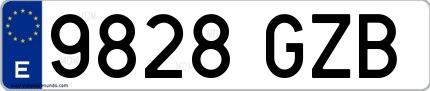 Ejemplo de matrícula española 9828 GZB