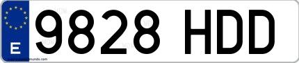 Ejemplo de matrícula española 9828 HDD