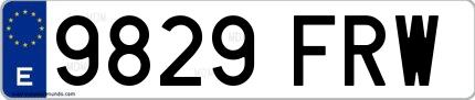 Ejemplo de matrícula española 9829 FRW