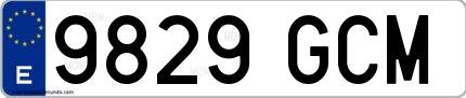 Ejemplo de matrícula española 9829 GCM