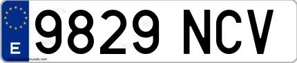 Ejemplo de matrícula española 9829 NCV