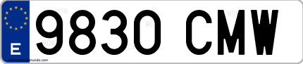 Ejemplo de matrícula de coche ordinaria 9830 CMW