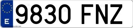 Ejemplo de matrícula española 9830 FNZ