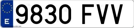 Ejemplo de matrícula española 9830 FVV