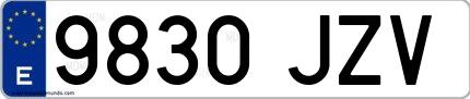Ejemplo de matrícula española 9830 JZV