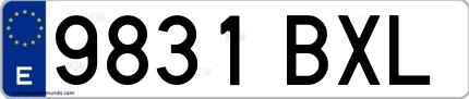 Ejemplo de matrícula española 9831 BXL