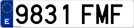 Ejemplo de matrícula de coche ordinaria 9831 FMF