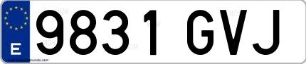 Ejemplo de matrícula de coche ordinaria 9831 GVJ