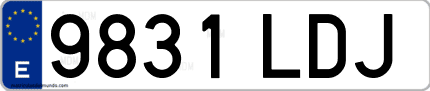 Ejemplo de matrícula de coche ordinaria 9831 LDJ