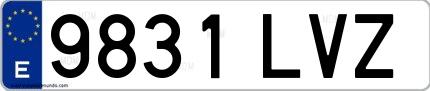 Ejemplo de matrícula española 9831 LVZ