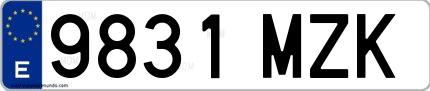 Ejemplo de matrícula española 9831 MZK