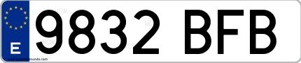 Ejemplo de matrícula española 9832 BFB