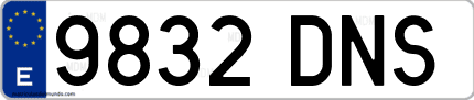 Ejemplo de matrícula de coche ordinaria 9832 DNS