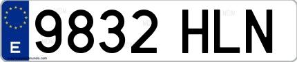 Ejemplo de matrícula de coche ordinaria 9832 HLN