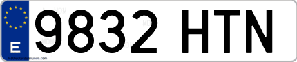Ejemplo de matrícula de coche ordinaria 9832 HTN
