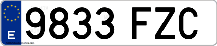 Ejemplo de matrícula de coche ordinaria 9833 FZC