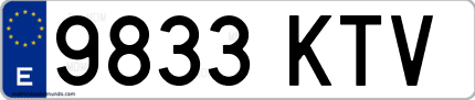 Ejemplo de matrícula de coche ordinaria 9833 KTV