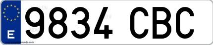 Ejemplo de matrícula española 9834 CBC