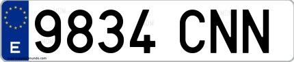 Ejemplo de matrícula española 9834 CNN