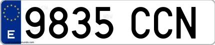 Ejemplo de matrícula española 9835 CCN
