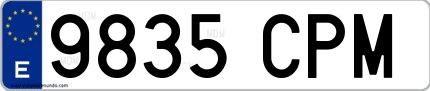 Ejemplo de matrícula española 9835 CPM