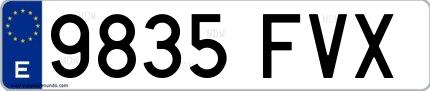 Ejemplo de matrícula española 9835 FVX