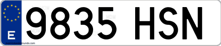 Ejemplo de matrícula de coche ordinaria 9835 HSN