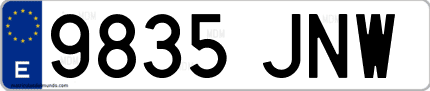 Ejemplo de matrícula de coche ordinaria 9835 JNW