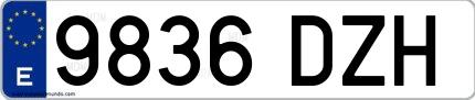 Ejemplo de matrícula española 9836 DZH