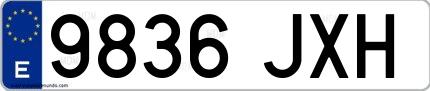 Ejemplo de matrícula española 9836 JXH