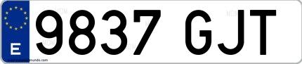Ejemplo de matrícula española 9837 GJT