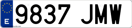 Ejemplo de matrícula de coche ordinaria 9837 JMW