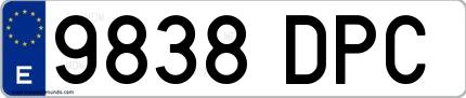 Ejemplo de matrícula española 9838 DPC