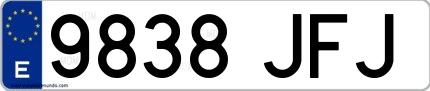 Ejemplo de matrícula española 9838 JFJ
