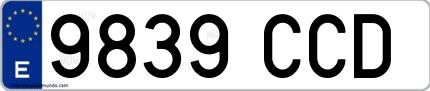 Ejemplo de matrícula española 9839 CCD