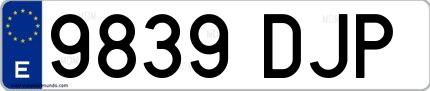 Ejemplo de matrícula española 9839 DJP