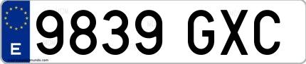 Ejemplo de matrícula española 9839 GXC