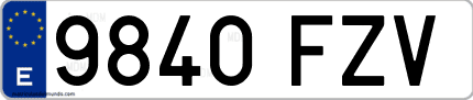 Ejemplo de matrícula de coche ordinaria 9840 FZV