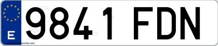 Ejemplo de matrícula española 9841 FDN