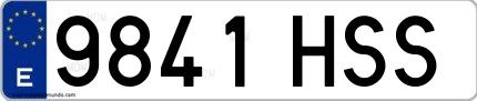 Ejemplo de matrícula española 9841 HSS