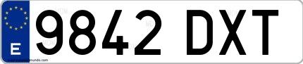 Ejemplo de matrícula española 9842 DXT